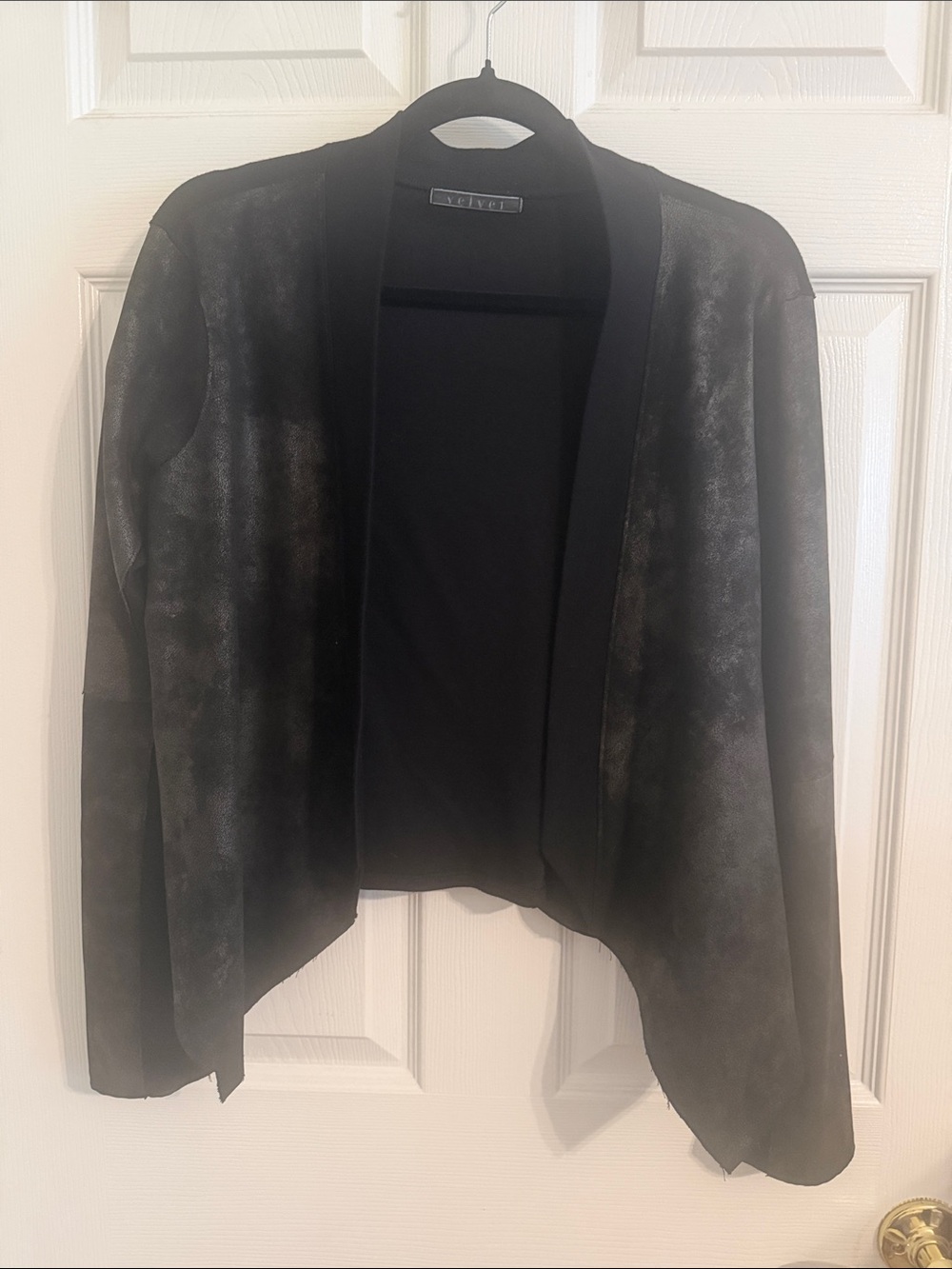 VELVET by Graham & Spencer Jacket Black Draped Open Asymmetric Faux Suede Small